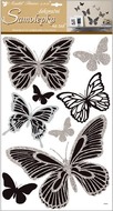 10232 Samolepky na zeď motýli se stříbrnými glitry 60x32 cm -1