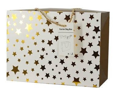 Dárková taška uzavíratelná M 23x16x11 cm se zlatými hvězdičkami