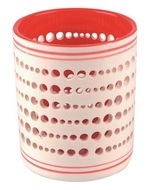 3454 Svícen keramický bíločervený 9 cm -1