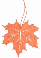 3881 Dřevěný list na zavěšení oranžový 10 cm -1