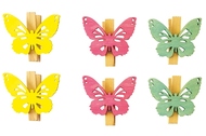 3939 Dřevění motýli s kolíčkem 4 cm, 6 ks -1
