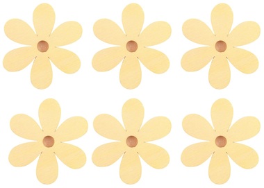 Dřevěné květy s kolíčkem 4 cm, 6 ks