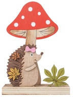 5135 Dřevěná dekorace ježek s muchomůrkou 16 cm-1