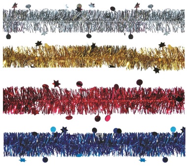 Řetěz s hvězdami- 4 barvy,200 x 5 cm