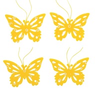 Motýl filcový žlutý 7 cm, 4 ks v sáčku