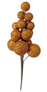 Větvička zlatých bobulí s glitry 13 cm, 2 ks