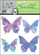 Samolepky na zeď 3D motýli modrofialoví 20x20x1cm, 4ks