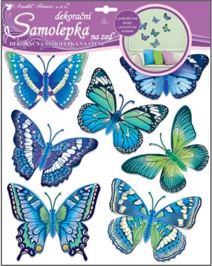 Samolepky na zeď motýli modří 30,5x30,5 cm