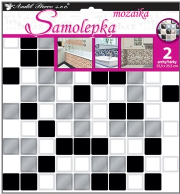 Samolepka na zeď mozaika plastická, imitace obkladů,2 archy 25,5 x 25,5 cm 