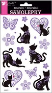 10207 Samolepky kočky černo-fialové 21x14 cm-1