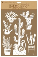 Samolepky na zeď bílé kaktusy 27,5 x 41 cm