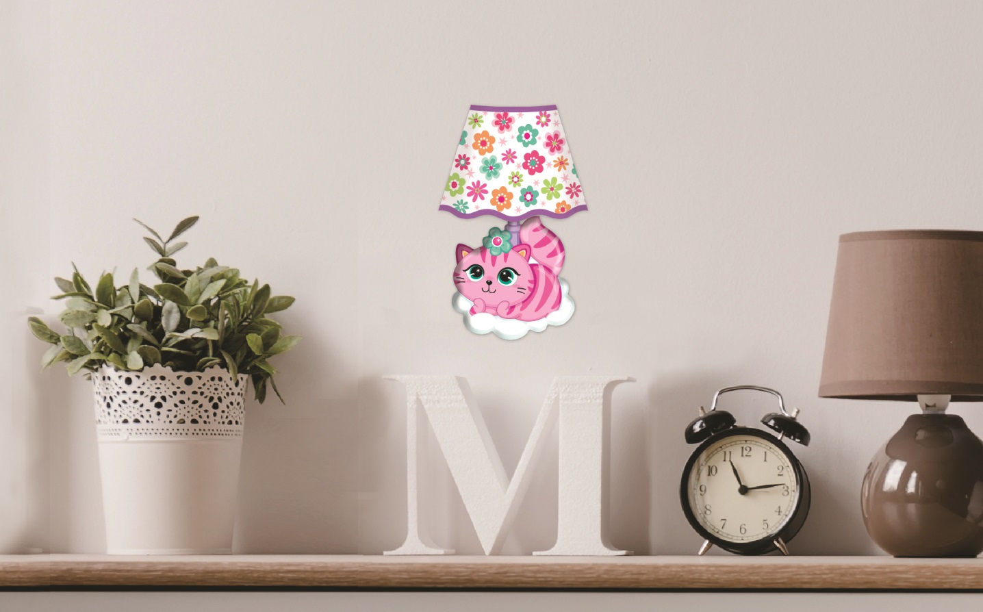Lampička samolepicí svítící LED kočka 19 cm