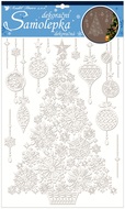 Samolepka dekorační bílá s glitry 30 x 50 cm