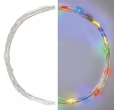 Osvětlení nano stříbrné 1,9m - 20 LED multicolor + časovač