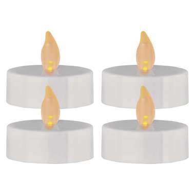 Svíčky LED svítící jantarové, 5,8 cm, 4 ks bílé