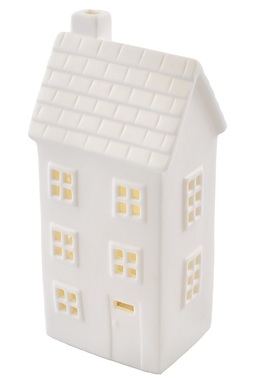 Keramický domek LED svítící, 1 LED, teplá bílá, 7,7 × 16,3 × 6 cm