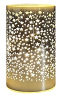 11710 Svítící skleněný válec s hvězdičkami – zlatý, 15 x 9 cm, teplá bílá, 10 LED, časovač-1