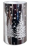 11711 Svítící skleněný válec se stromem – stříbrný, 15 x 9 cm, teplá bílá, 10 LED, časovač-1