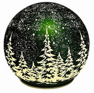 11723 Sv&iacute;t&iacute;c&iacute; skleněn&aacute; koule s motivem krajiny &ndash; zelen&aacute;, o 12 x 11 cm, tepl&aacute; b&iacute;l&aacute;, 10 LED, časovač-2