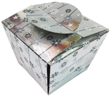 Krabička skládací dárková stříbrná 8x8x6 cm