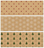 13206 Balic&iacute; kraft pap&iacute;r červen&yacute;, b&iacute;l&yacute;, zelen&yacute; potisk 3 motivy, 60 g, 200x70 cm-1