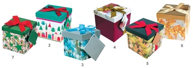 Dárková krabička skládací s mašlí vánoční  M 15x15x15 cm