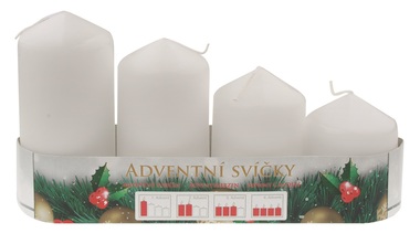 Adventní svíce válec bílá postupka 60, 75, 90, 105 x 50 mm, 4 ks 