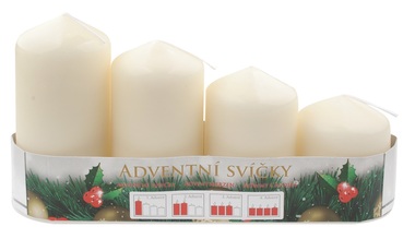 Adventní svíce válec krémová postupka 60, 75, 90, 105 x 50 mm, 4 ks 