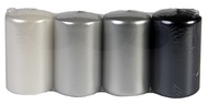 14382 Svíčka válec šedé LAK 60x100 mm, 4 ks mix barev-2