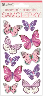 Samolepky s 3D křídly 10 x 21,5 cm, motýli