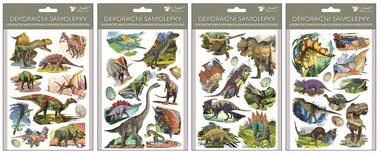 Samolepky s glitry a 3D efektem Dinosauři 13 x 19 cm