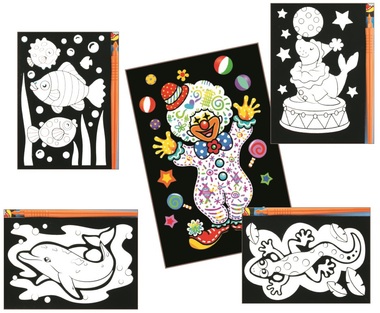 Škrabací obrázky s barevnými ornamenty 15x10cm