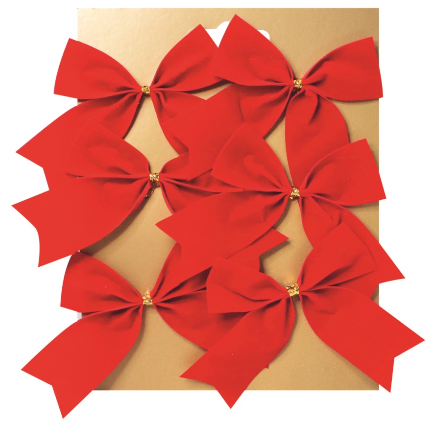 Mašle textil 8 cm na platíčku 6 ks, červená (18025)