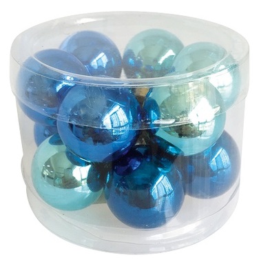 Sada skleněných baněk tmavě modrá 2,5 cm, 12 ks 