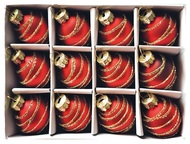 19067 Sada skleněných baněk s glitry 3 cm, 12 ks červené-1