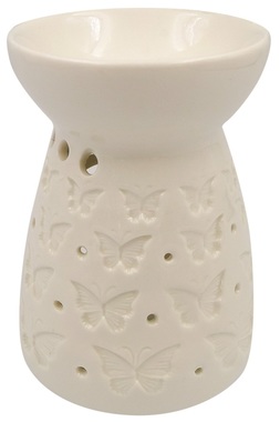 Aromalampa porcelánová bílá s motýlky 11 cm 