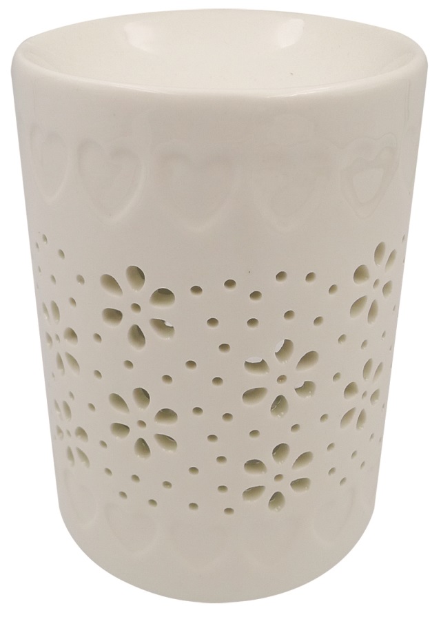 Aromalampa porcelánová bílá s kytičkami 13 cm