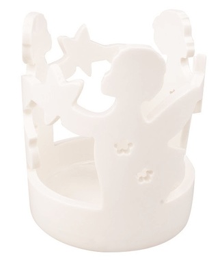 Svícen s andílky porcelánový 6,5 x 8 x 6,5 cm