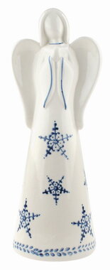 Anděl porcelánový Vločky modré 8 x 22 x 8 cm na postavení