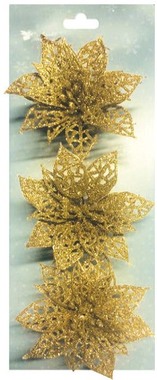 Růže vánoční zlatá 3 ks, 8 cm