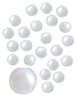 Plastové perličky s dírkou 5 mm, perleťové, 33 g