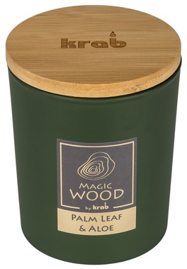 Svíčka MAGIC WOOD s dřevěným knotem - PALM LEAF & ALOE 300g 