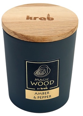 Svíčka MAGIC WOOD s dřevěným knotem - AMBER & PEPPER 300g 