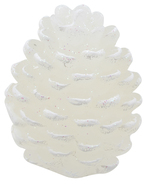 Svíčka šiška bílá s bílým glitrem, 6 x9 cm