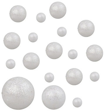 Kuličky bílé polystyrénové glitrové 2 cm, 12 ks 