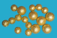 2075 Kuličky zlaté polystyrénové glitrové 12x1,5 cm a 6x2 cm, 12 ks -2