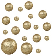 Kuličky zlaté polystyrénové glitrové 12x1,5 cm a 6x2 cm, 18 ks 