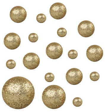 Kuličky zlaté polystyrénové glitrové 12x1,5 cm a 6x2 cm, 12 ks 