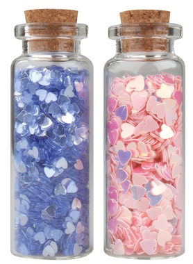 Konfety srdíčka růžová a fialová v lahvičce, 2 x 6 g