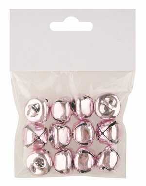 Rolničky starorůžové lesklé 2 x 1,5 x 2 cm na zavěšení, 12 ks v sáčku